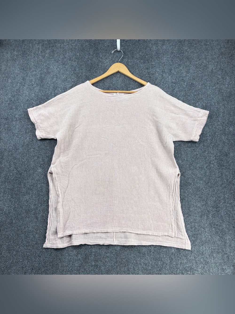 Cobblestone Light Pink Gauzy Laganlook Minimalist Boxy Tunic Top Women’s XL